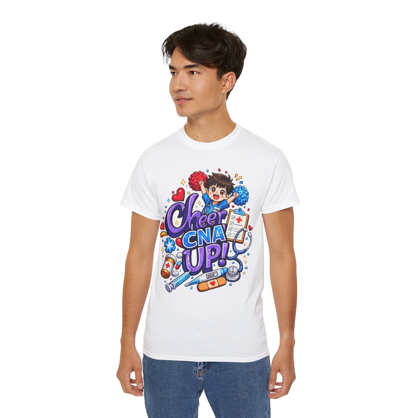 Cheer CNA Up – Cute Nurse Cartoon Graphic Tee
