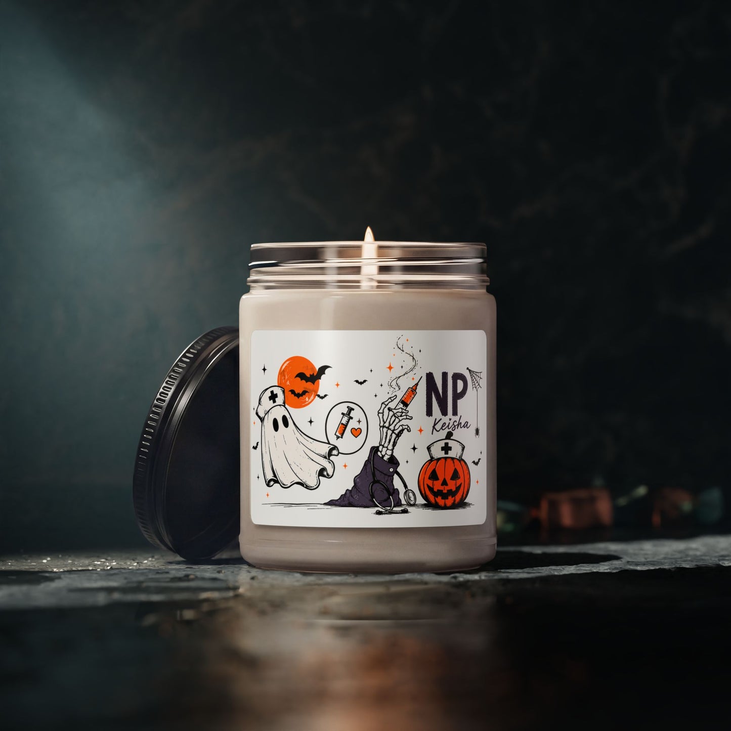 Personalized Nurse Practitioner Halloween Candle, Custom NP Gift, Spooky Nurse Candle, Funny Halloween Gift for Nurse, NP Graduation Gift