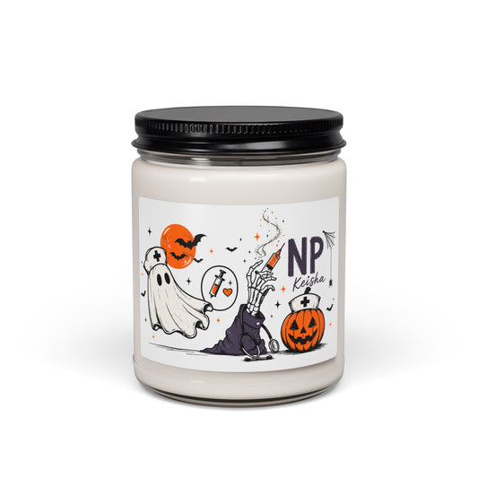 Personalized Nurse Practitioner Halloween Candle, Custom NP Gift, Spooky Nurse Candle, Funny Halloween Gift for Nurse, NP Graduation Gift