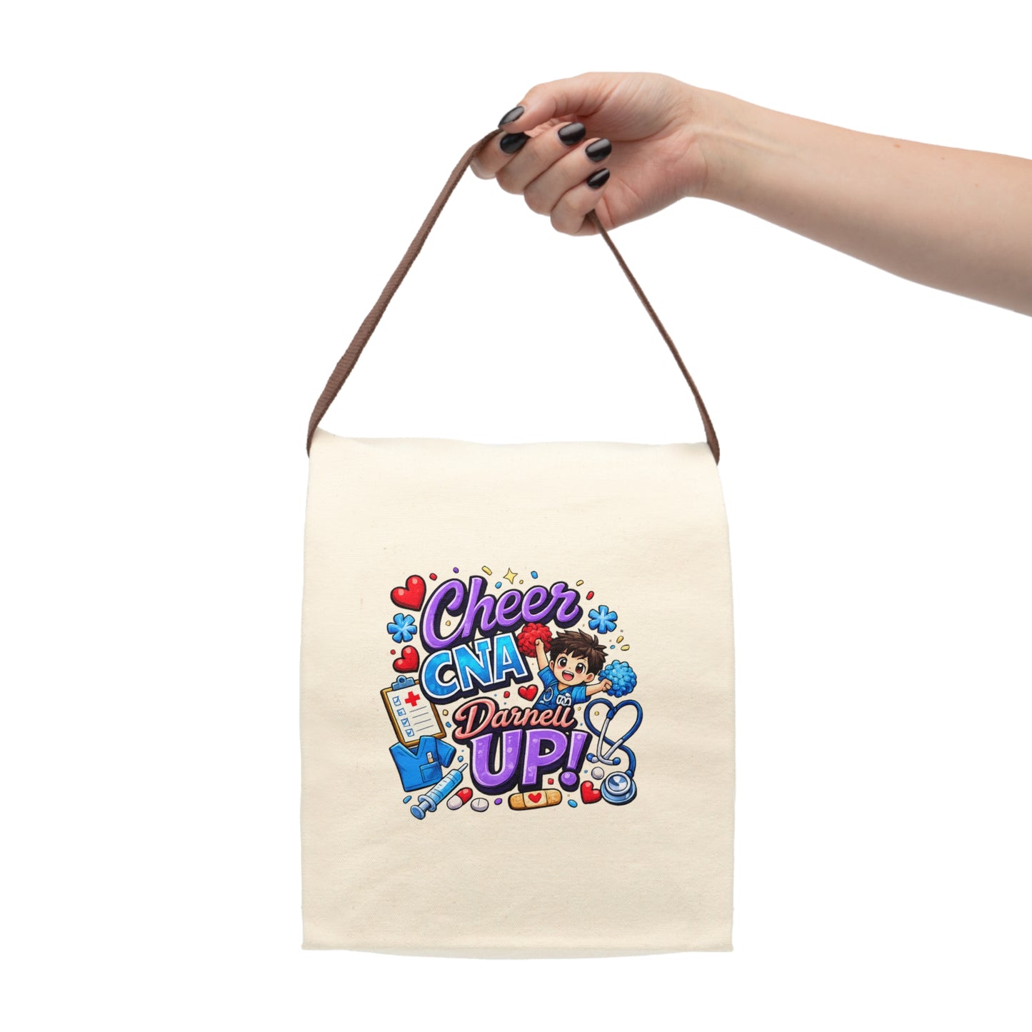 Personalized CNA Cheerleader Canvas Tote | Custom Name Certified Nurse Assistant Gift