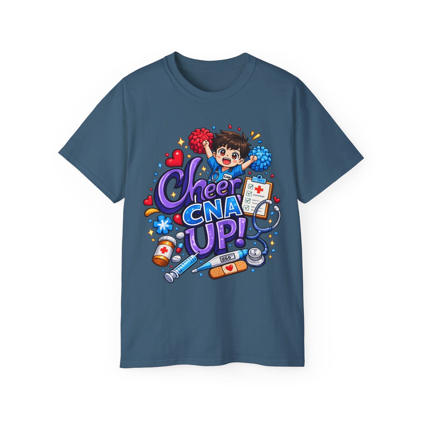 Cheer CNA Up – Cute Nurse Cartoon Graphic Tee