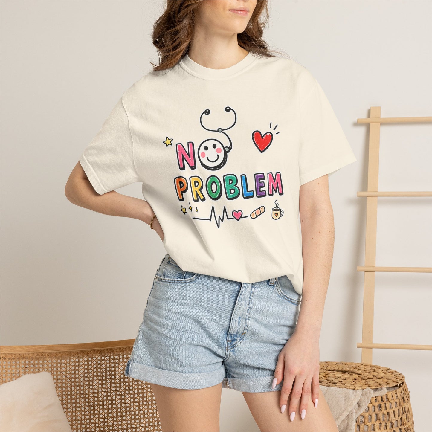 RN Mode: No Problem Shirt | Funny Nurse T-Shirt | Cute Hand Drawn RN Tee | Comfort Colors 1717
