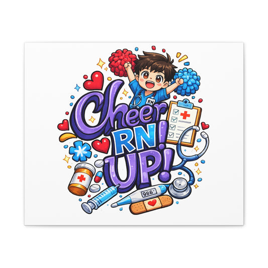 RN canvas mascot cheerleader clinic office decor graduation present appreciation week healthcare wall mounted framed artwork