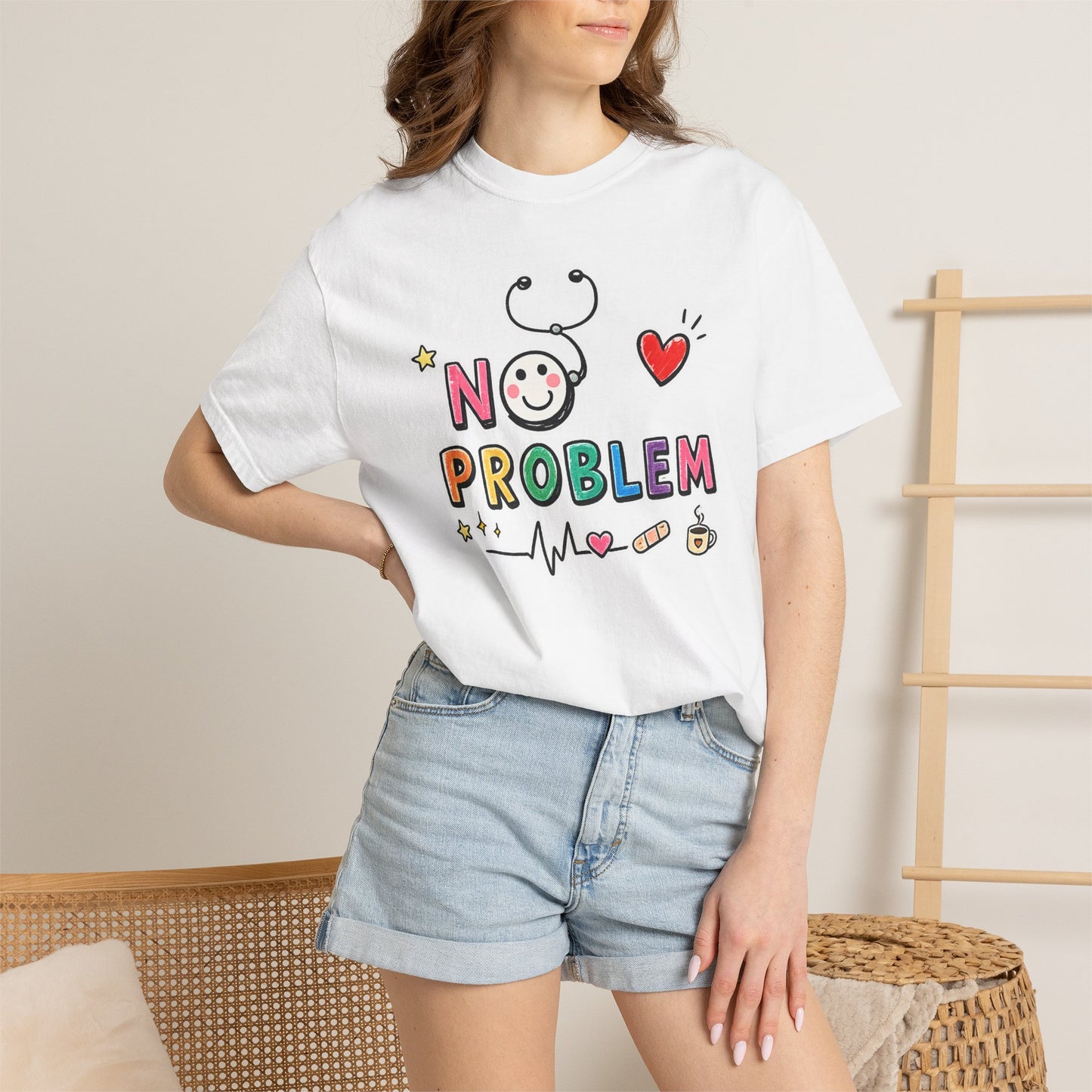 RN Mode: No Problem Shirt | Funny Nurse T-Shirt | Cute Hand Drawn RN Tee | Comfort Colors 1717