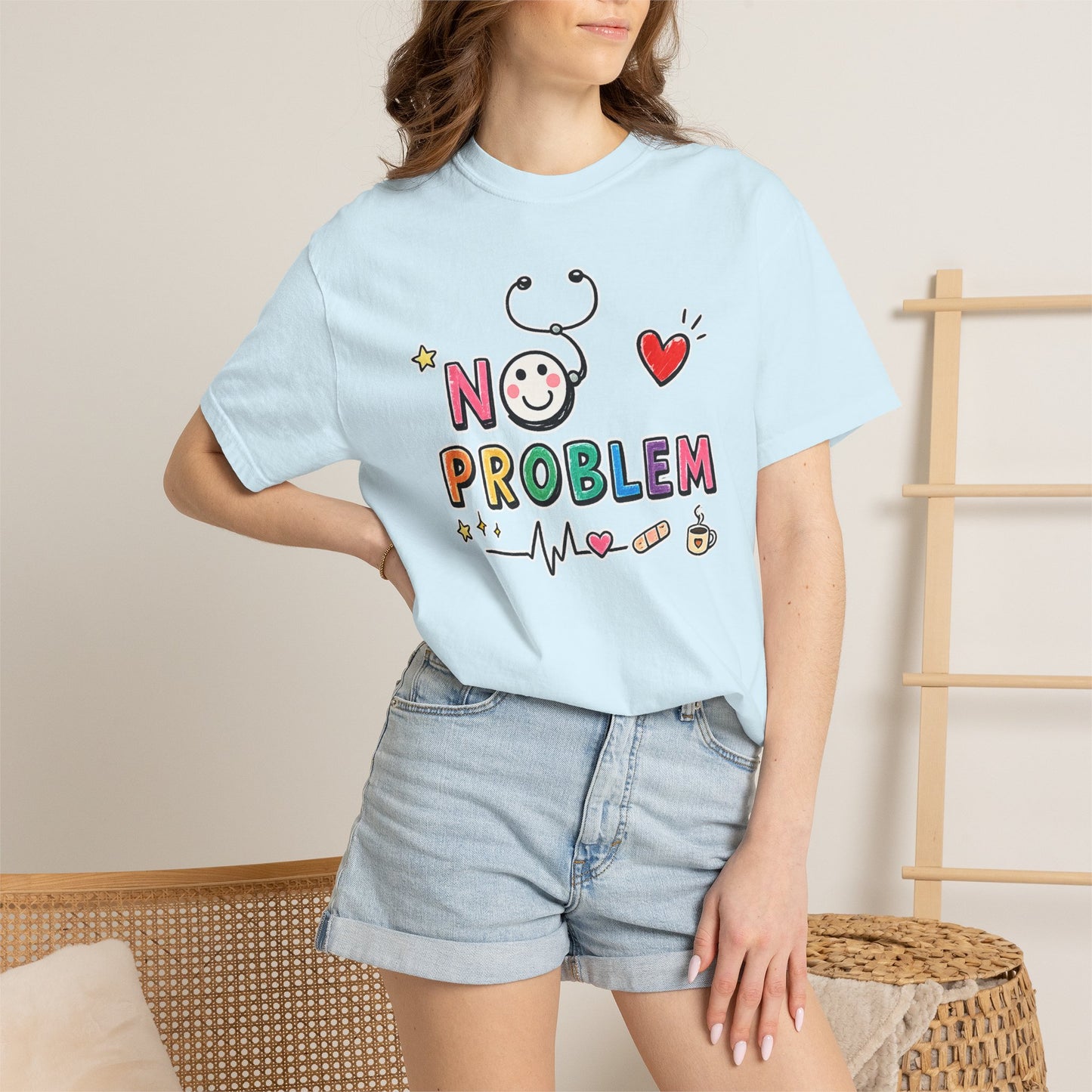 RN Mode: No Problem Shirt | Funny Nurse T-Shirt | Cute Hand Drawn RN Tee | Comfort Colors 1717