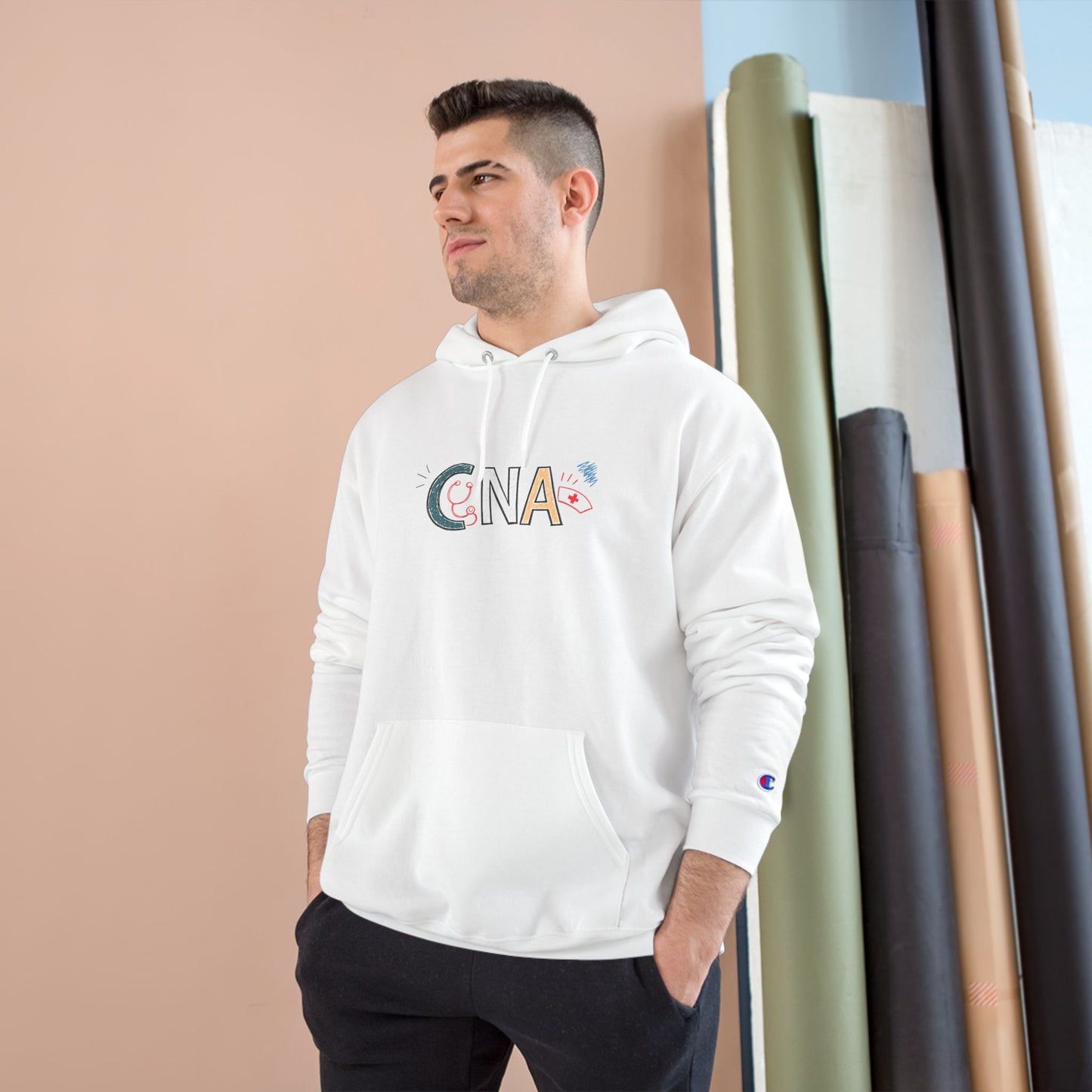 CNA Floral Patch Hoodie — Comfort Pullover for Nurses & Caregivers
