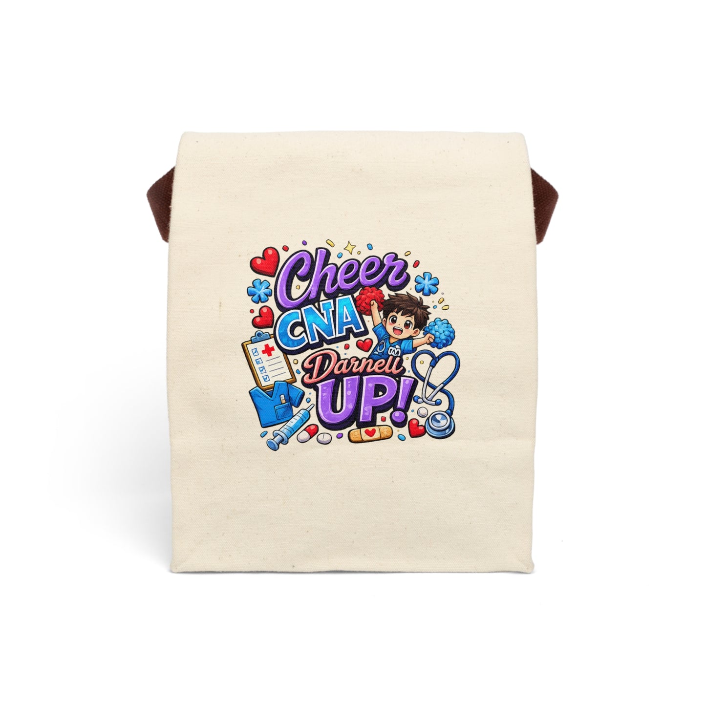 Personalized CNA Cheerleader Canvas Tote | Custom Name Certified Nurse Assistant Gift
