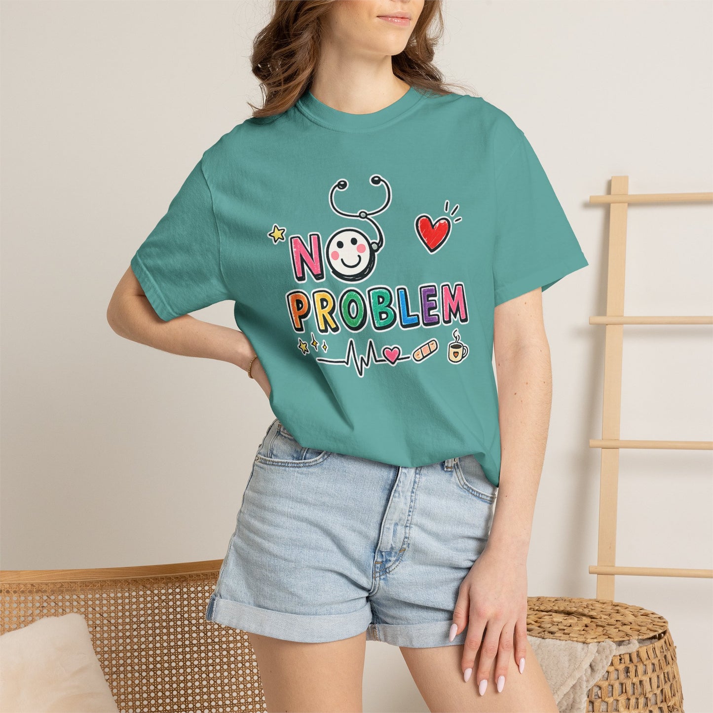 RN Mode: No Problem Shirt | Funny Nurse T-Shirt | Cute Hand Drawn RN Tee | Comfort Colors 1717