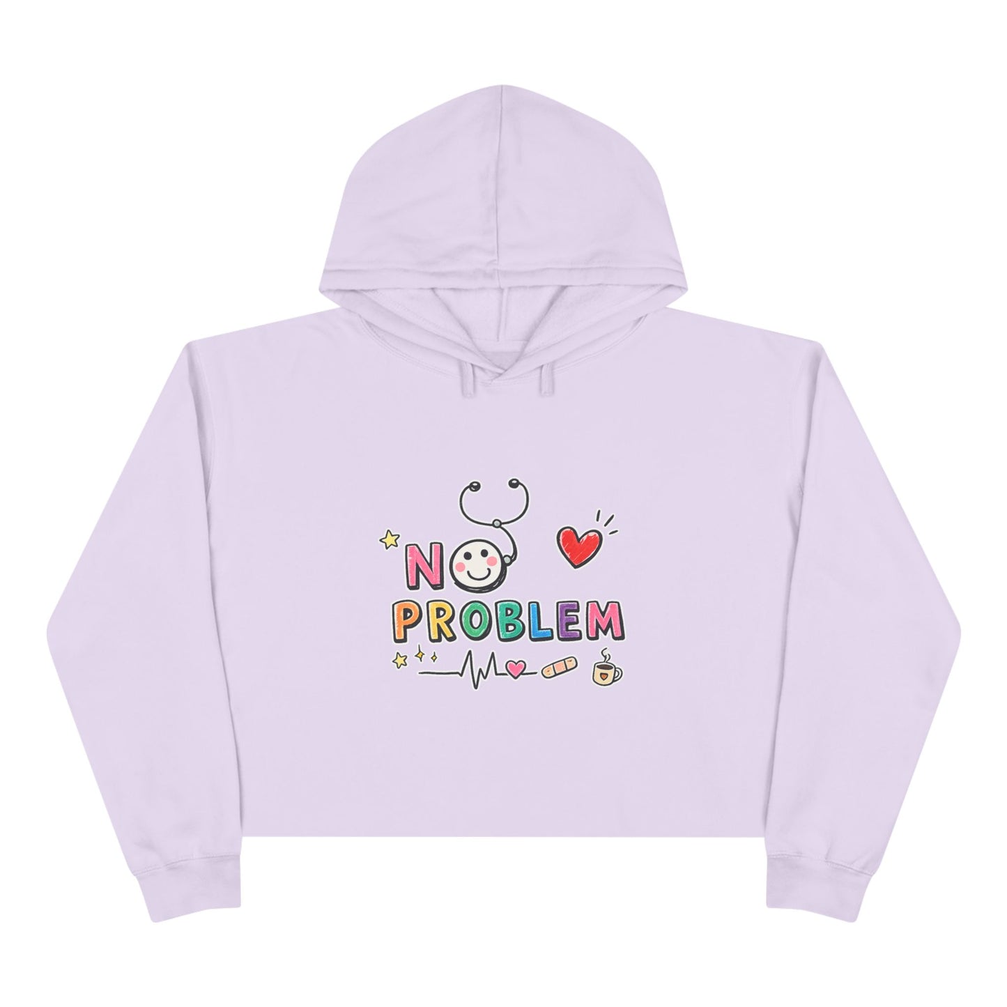No Problem Crop Hoodie — Cute Nurse/Healthcare Stethoscope Graphic Hoodie