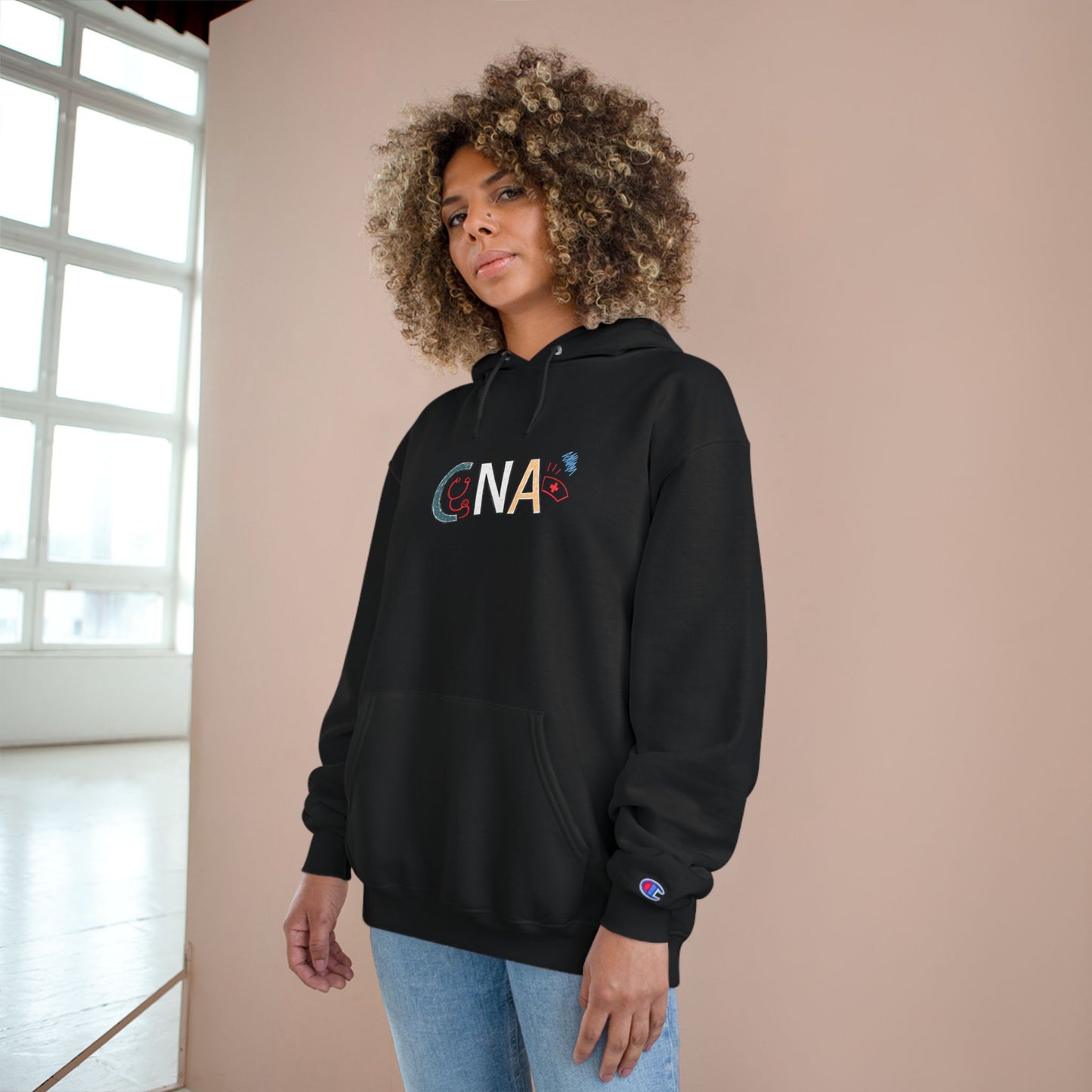 CNA Floral Patch Hoodie — Comfort Pullover for Nurses & Caregivers