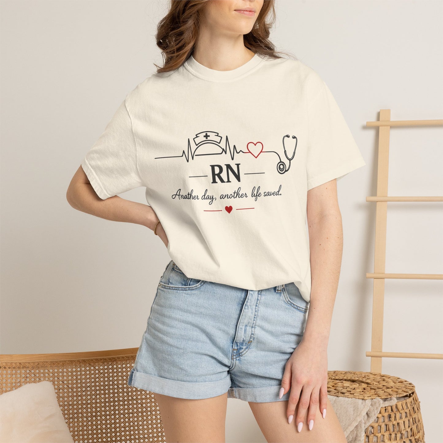 RN Nurse Heartbeat T-Shirt — "Another day, another life saved"