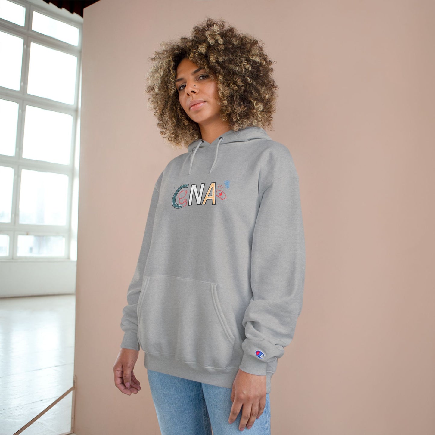 CNA Floral Patch Hoodie — Comfort Pullover for Nurses & Caregivers
