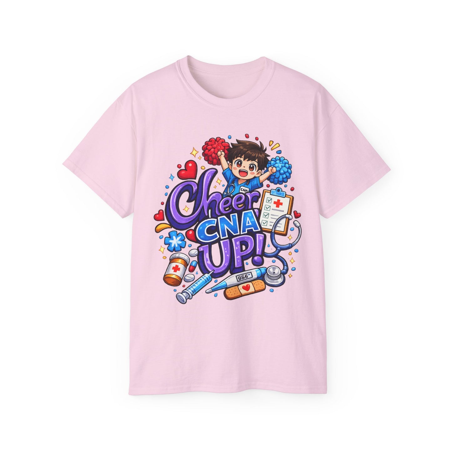 Cheer CNA Up – Cute Nurse Cartoon Graphic Tee