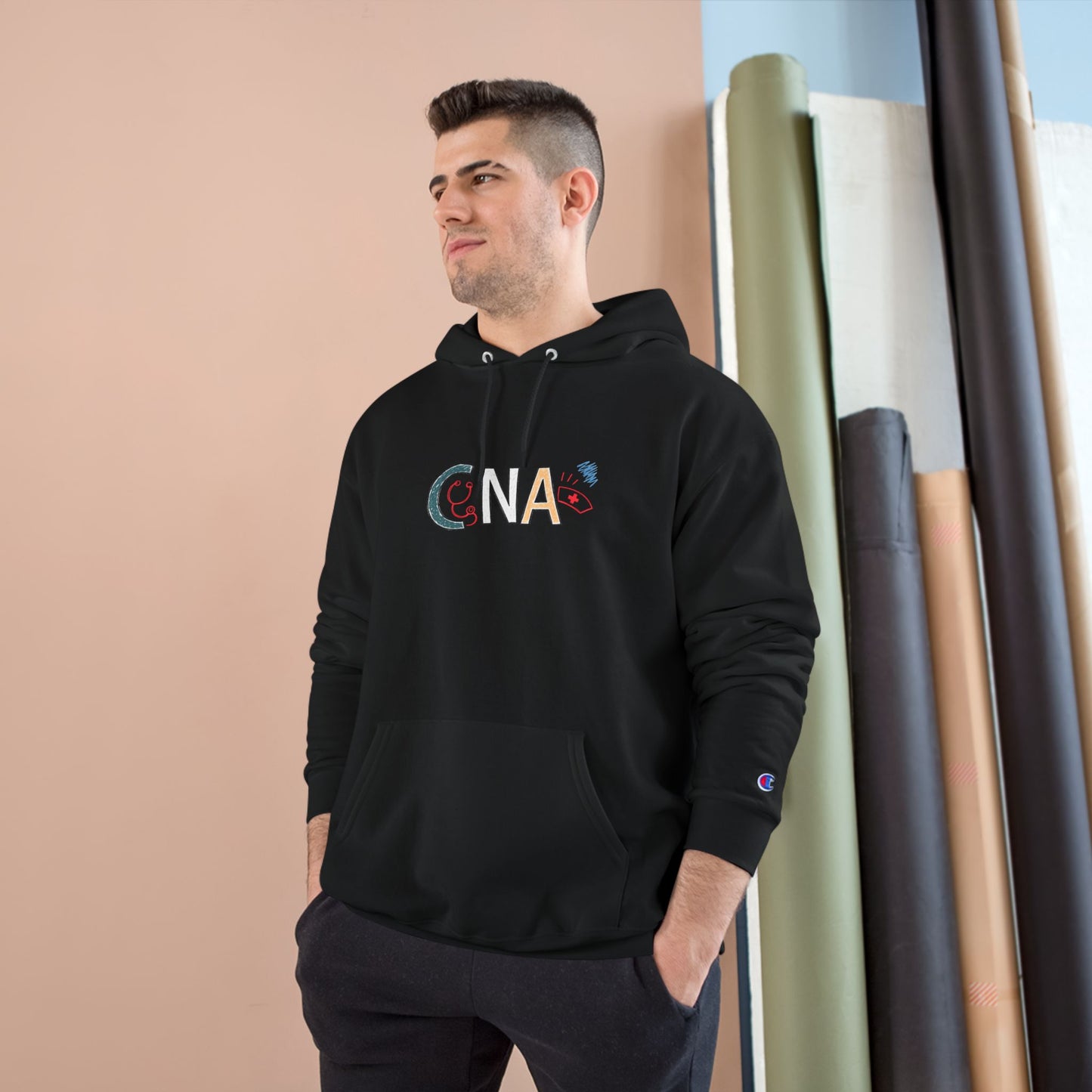 CNA Floral Patch Hoodie — Comfort Pullover for Nurses & Caregivers