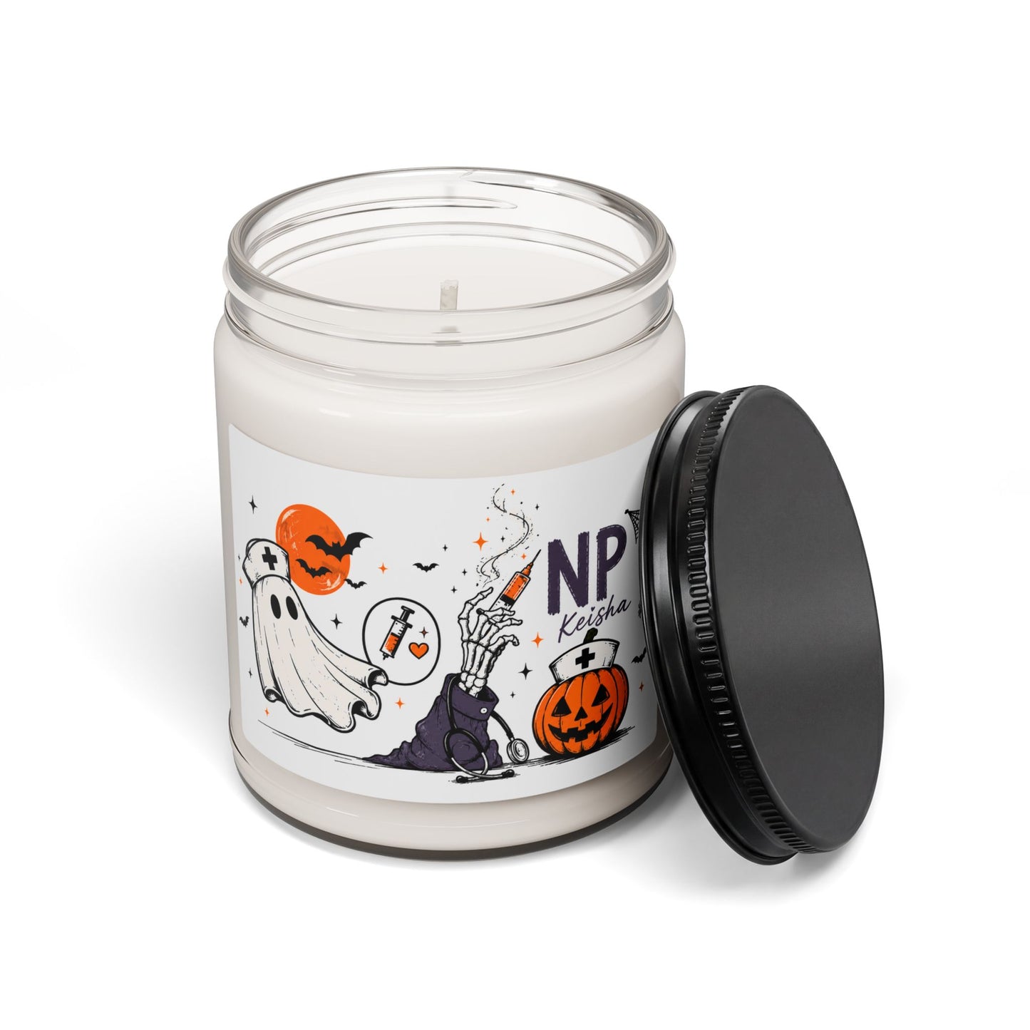 Personalized Nurse Practitioner Halloween Candle, Custom NP Gift, Spooky Nurse Candle, Funny Halloween Gift for Nurse, NP Graduation Gift