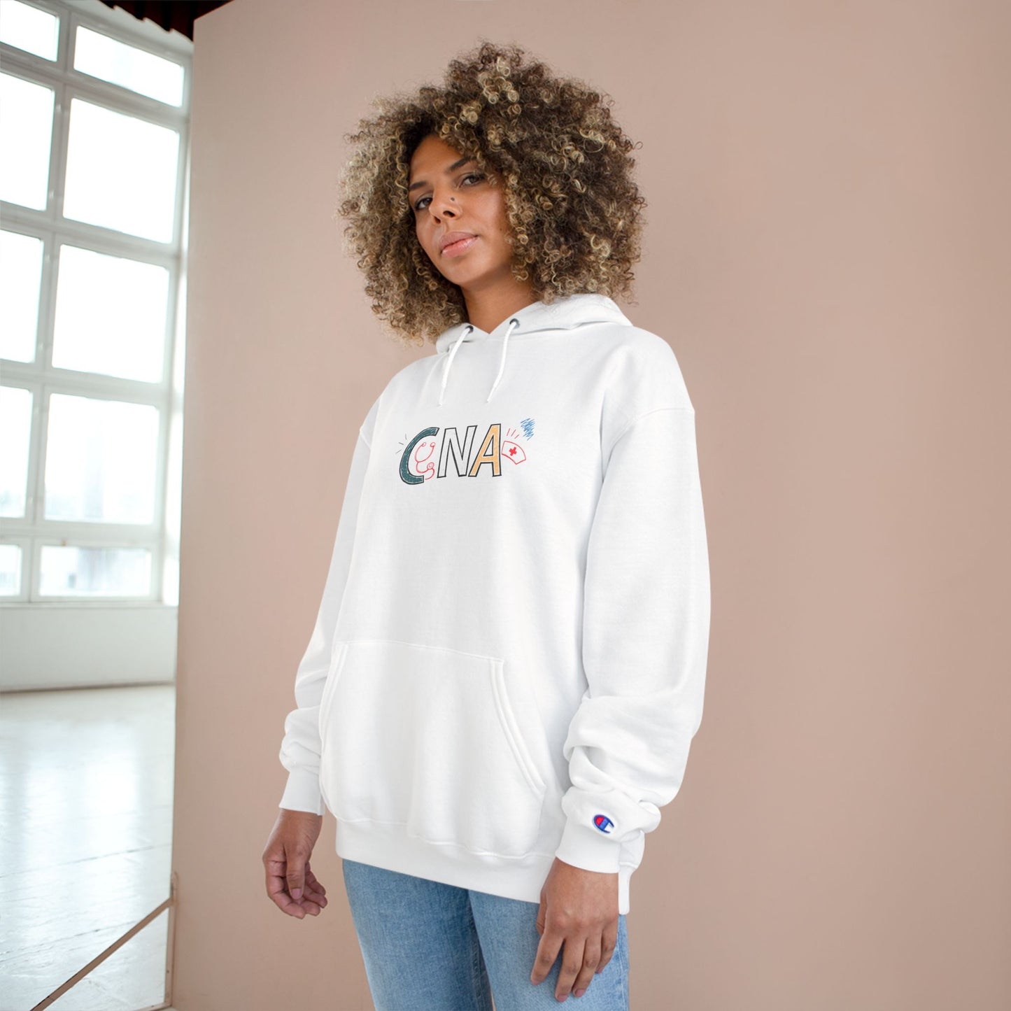CNA Floral Patch Hoodie — Comfort Pullover for Nurses & Caregivers
