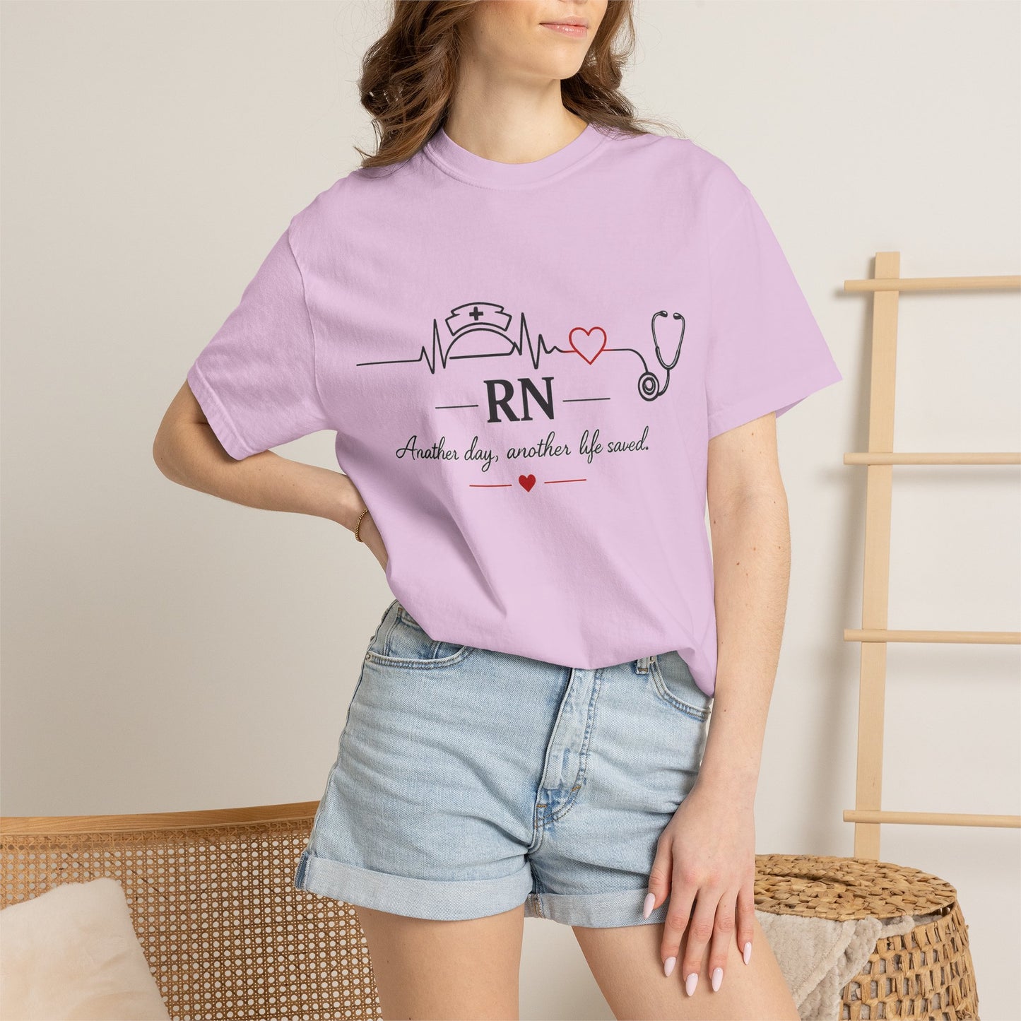 RN Nurse Heartbeat T-Shirt — "Another day, another life saved"