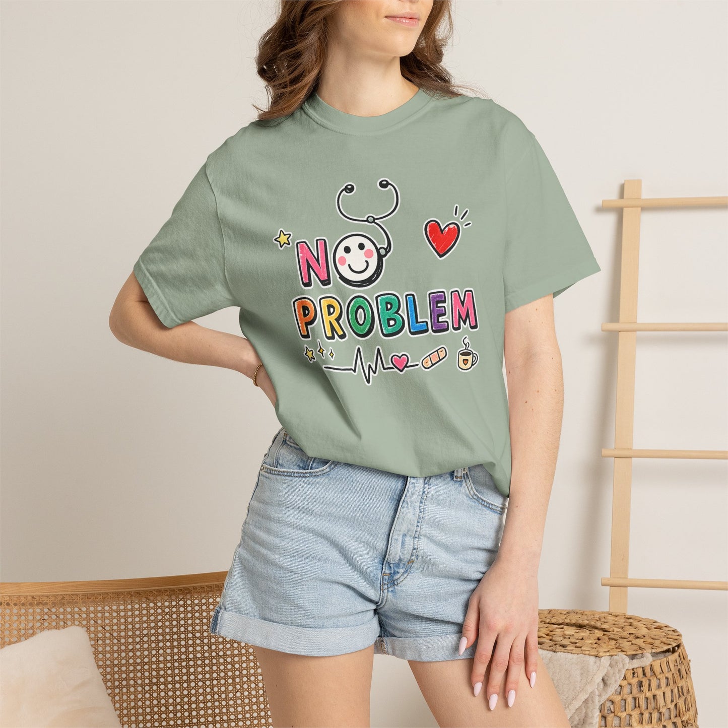 RN Mode: No Problem Shirt | Funny Nurse T-Shirt | Cute Hand Drawn RN Tee | Comfort Colors 1717