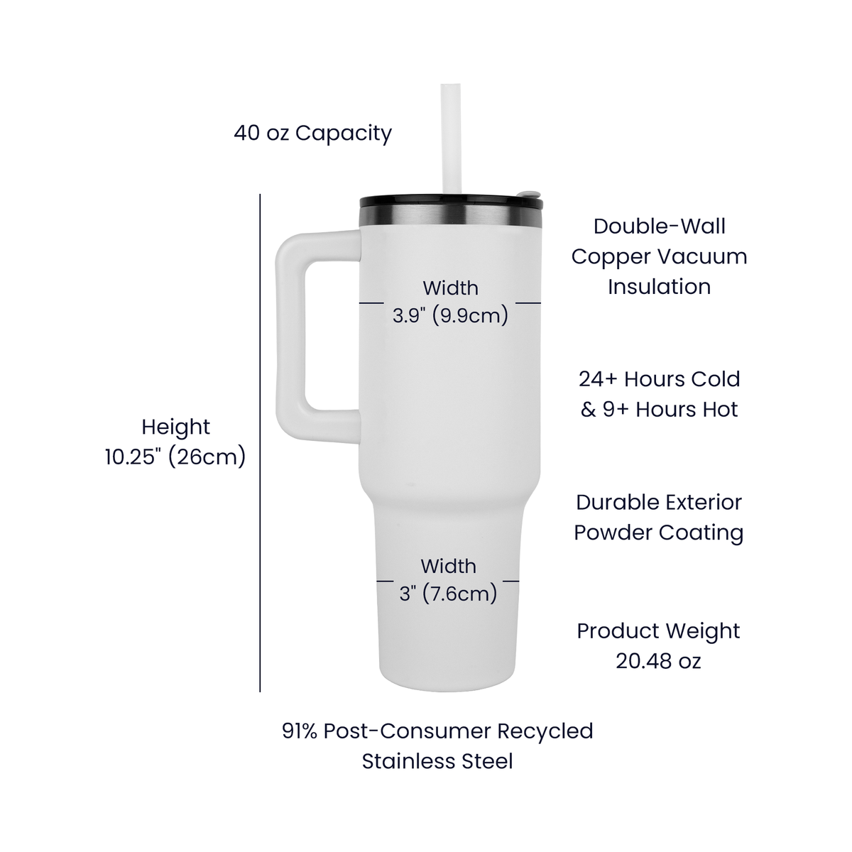 Pinnacle 40oz Nurse Tumbler | Personalized Laser-Engraved Stainless Steel Cup